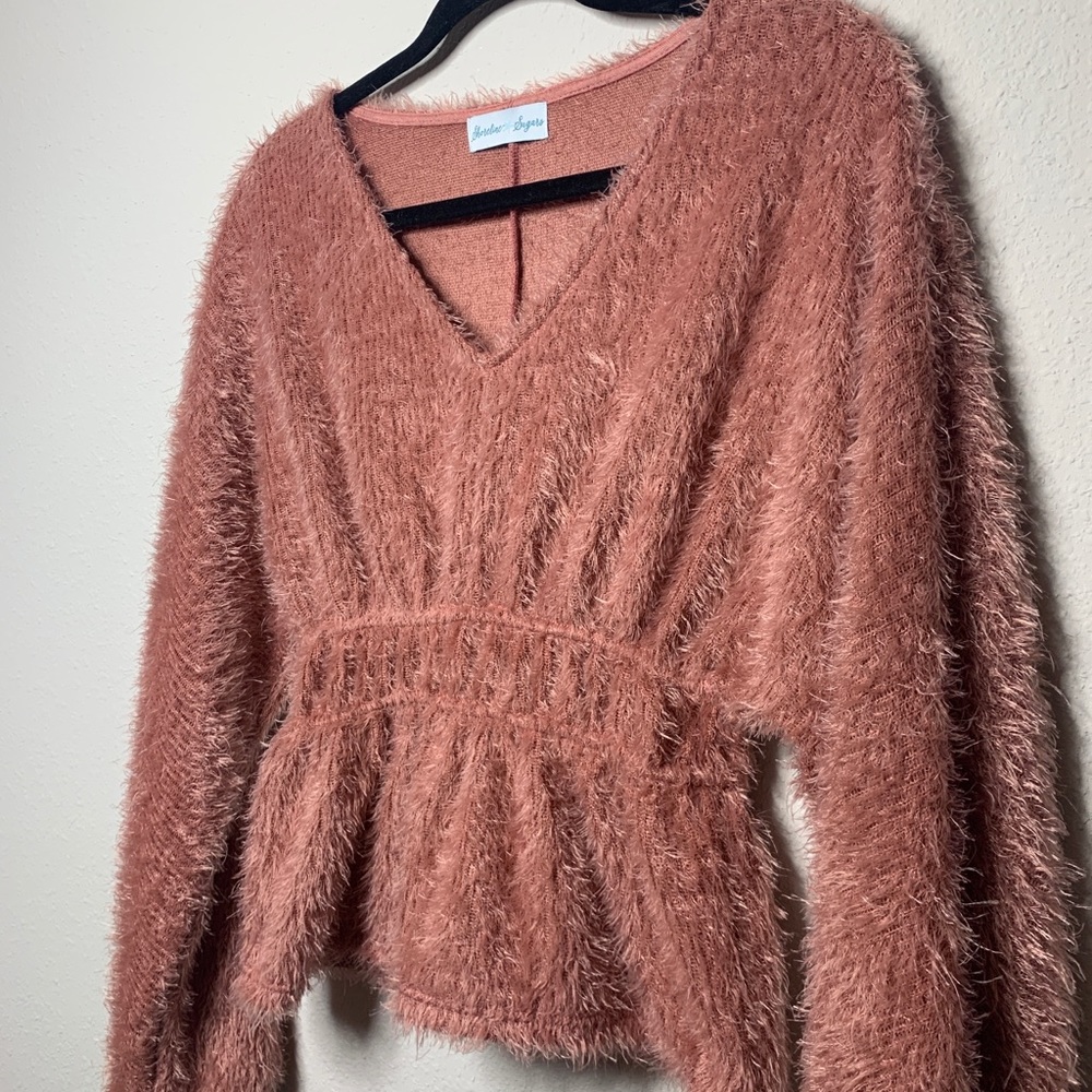 cinched eyelash sweater
